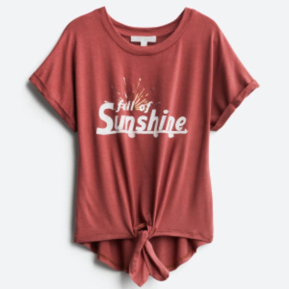 Stitch Fix SUNSET WEST Nastia Tie Front Graphic Dolman Tee  L | Red